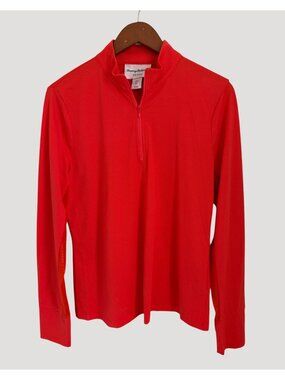 Tommy Bahama Active Red Long Sleeve Quarter-Zip Pullover Womens Size L